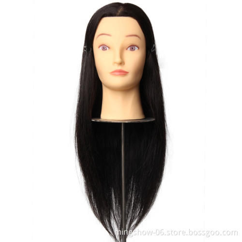 Fast delivery 100 human hair mannequin head with black long hair